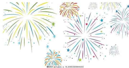 绚烂烟花焰火新年烟花跨年焰火免扣元素新年快乐猪年新年素材