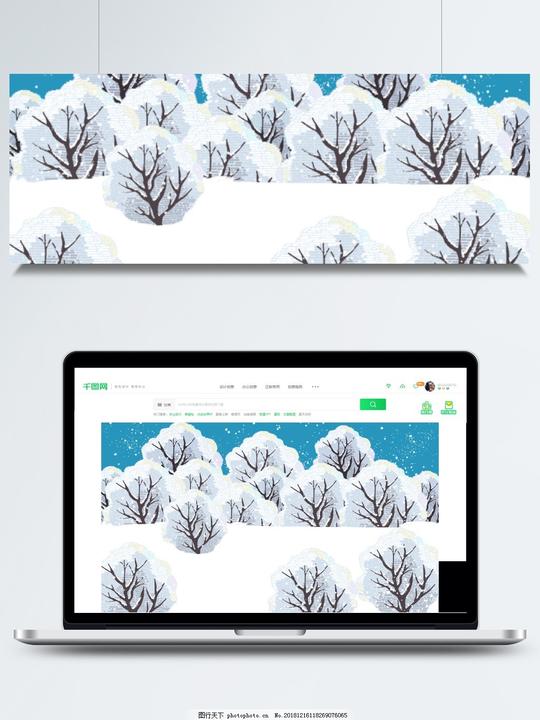 唯美雪地雪树林背景素材