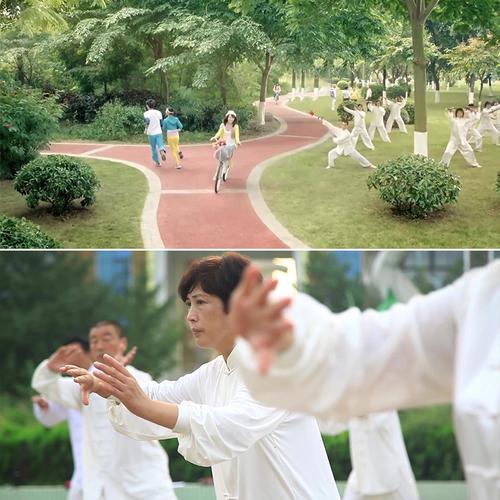 休闲健康跑步骑车运动温馨家庭和谐小区生活高清视频实拍影视素材