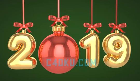 c4d创意文字教程制作圣诞节新年过节唯美金属质感字样建模素材