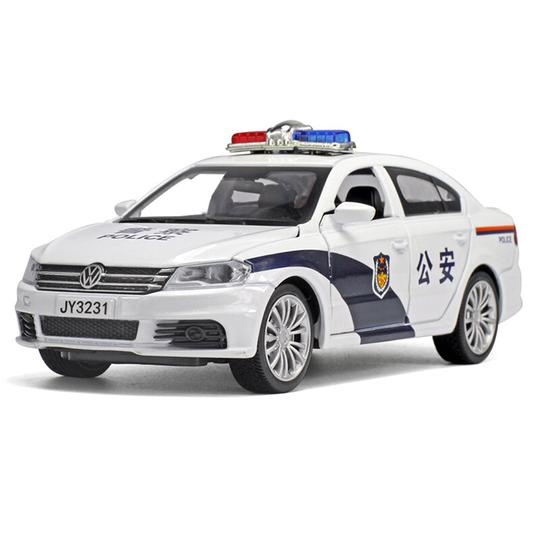 儿童玩具合金110警车玩具车小汽车模型玩具声光回力合金车模大众朗逸公安警车