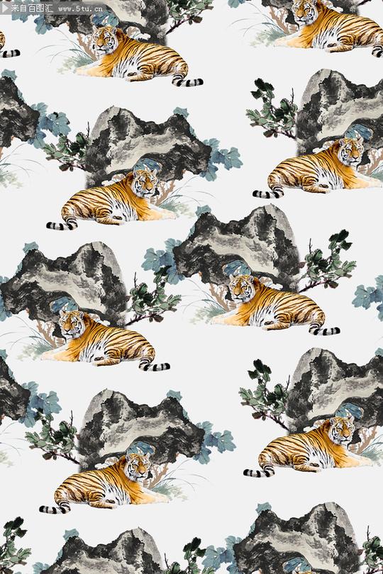 国画老虎背景设计素材