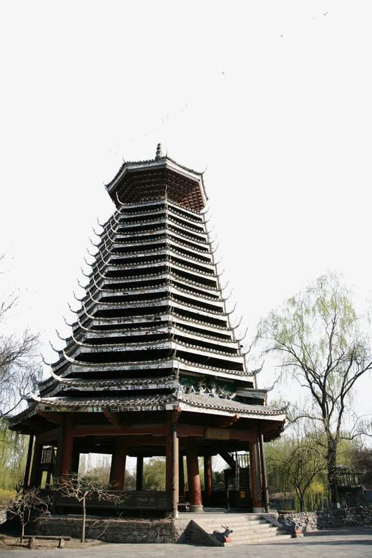 立体建筑北京侗族鼓楼png