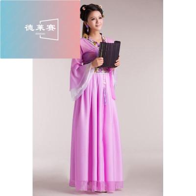 德莱赛汉服女大人休闲成人上衣古典少女配饰婚礼演出服古筝加厚宫廷儿童款140紫色