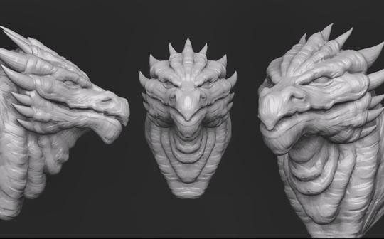 「3d建模」zbrush龙模型雕刻制作过程，zb加速雕刻