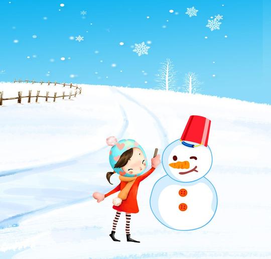 雪景堆雪人玩雪素材-素材公社tooopen.com