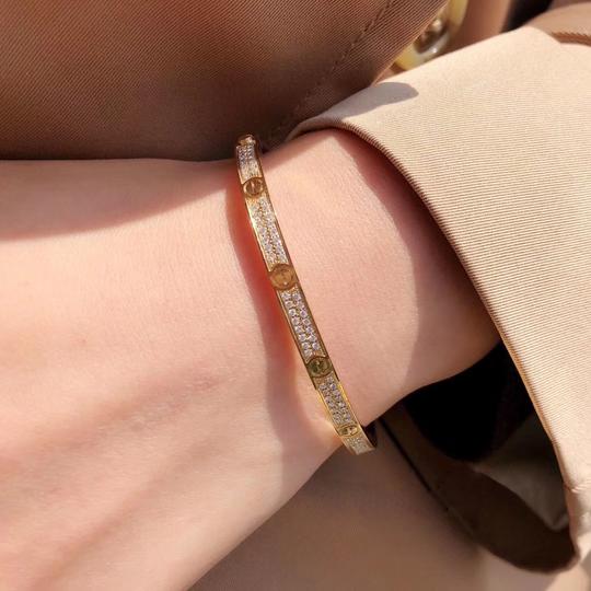 cartier/卡地亚18k玫瑰金love系列经典款手镯宽窄版满钻无钻情侣