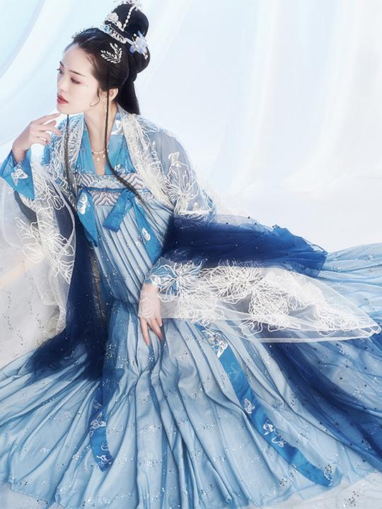 古装北极星空鲛人泪汉服女夏仙气中国风彼岸花飘逸古风超仙大袖衫