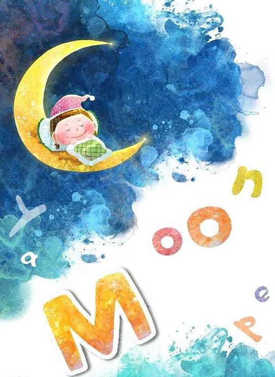 月亮和小孩图片_动漫设计_图片模板素材设计服务-仿.