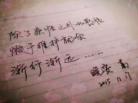 除了亲情之外的感情,懒于维护就会渐行渐远#手写心情