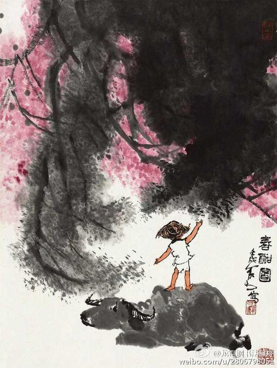 牧童吹笛,牧童才是祖国山山水水最好的观赏者.