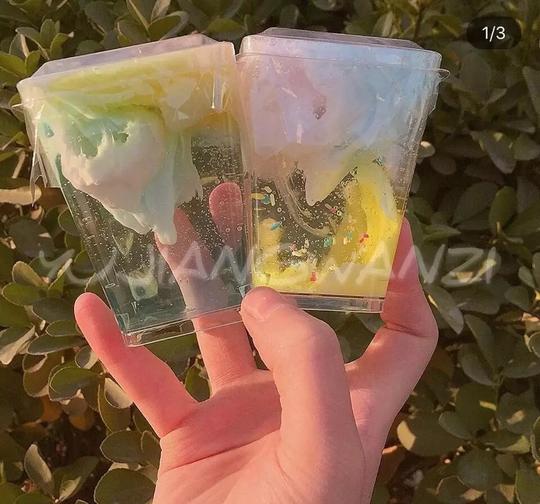 热卖史莱姆材料外网快手鱼酱丸子同款高清杯高方形pp盒水晶云朵泥