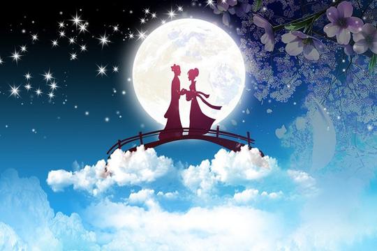 云朵上的浪漫七夕情人节图片素材