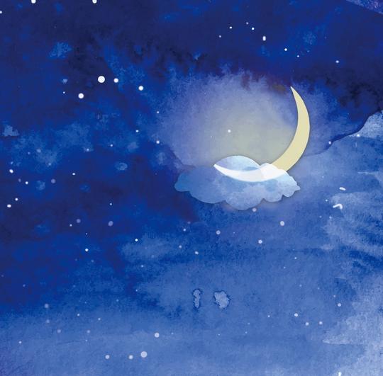 梦幻星空月亮晚安背景素材