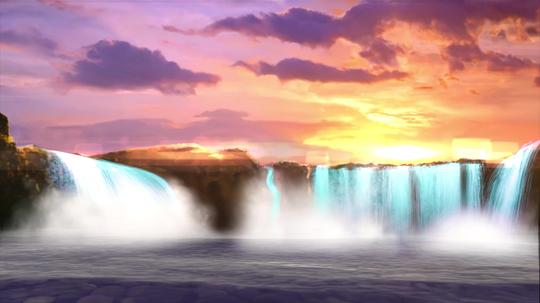 4k瀑布夕阳特效背景_3840x2160_高清视频素材下载(:9)
