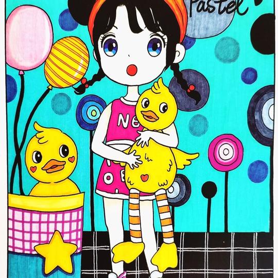 动漫女孩漫画儿童画美术临摹卡马克笔手绘漫画初级人物素材范画卡