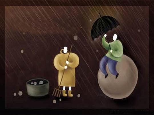 欢迎雨夜的冰雹卡通ppt模板