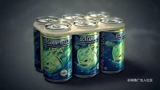 海洋生物可食用的啤酒环
