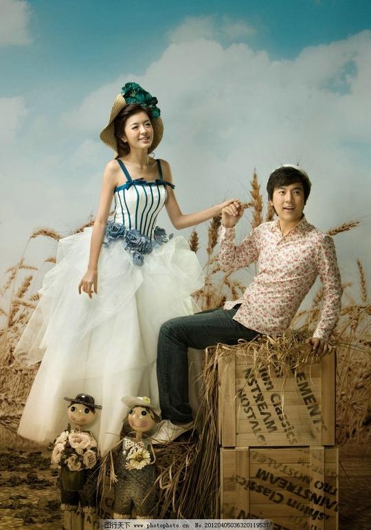 秋天的收获婚纱样片影楼摄影婚纱照美女模特唯美时尚