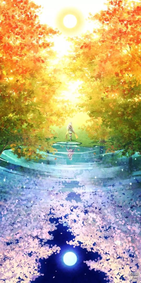 二次元美景插画动漫场景卡通唯美风景手机壁纸素材图片