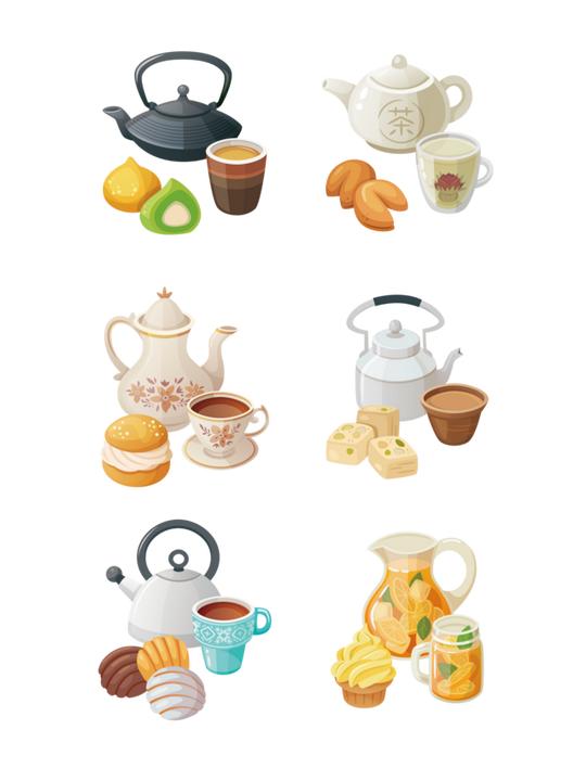 泡茶矢量素材