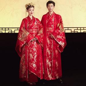 汉服结婚礼服新娘中式婚纱凤冠霞帔男女情侣装中国风古装秀禾服夏