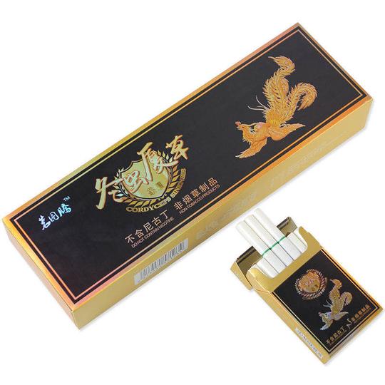 新品茗图腾冬虫夏草茶烟细支男女士非烟草点燃型健康烟戒烟替烟