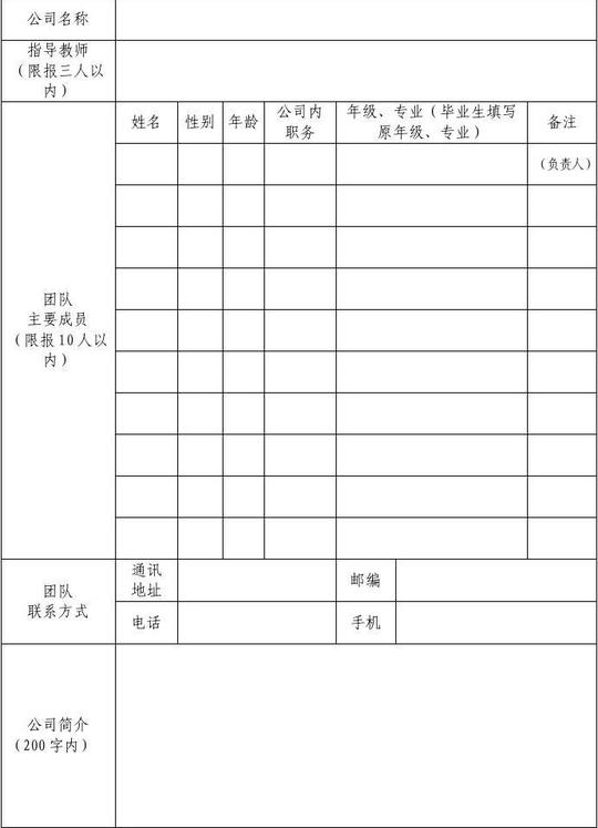 免费文档所有分类表格/模板调查/报告大学生挑战杯创业实践挑战赛
