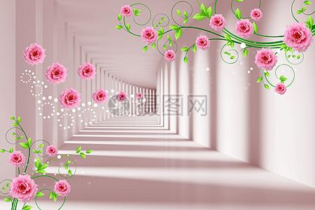 现代花纹长廊背景墙图片下载