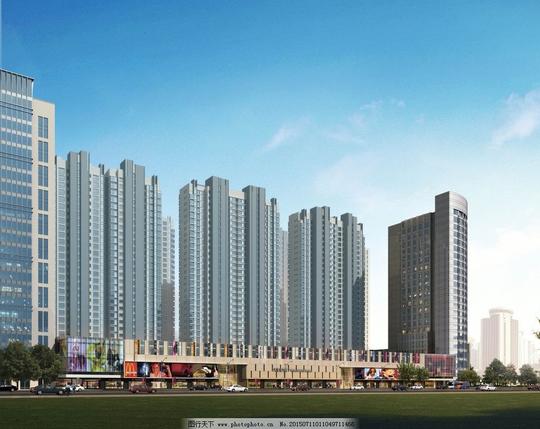 商业建筑商业免费下载高清商业街透视现代效果图装饰素材