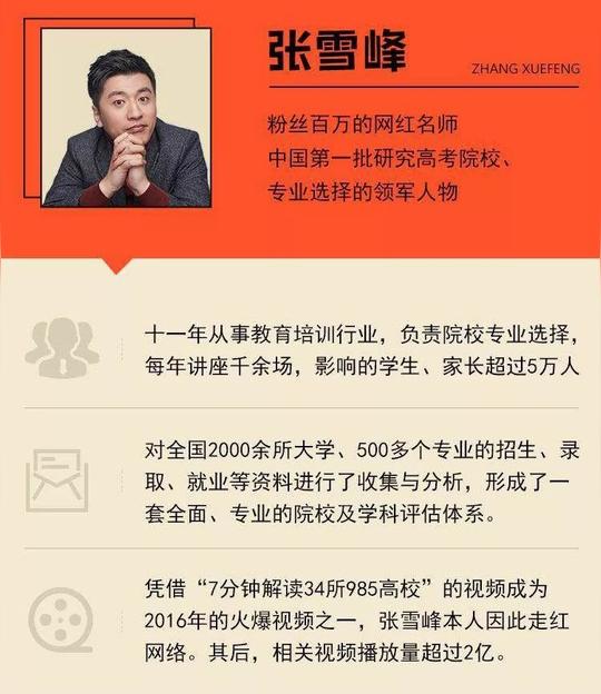 在高考填报志愿方面,张雪峰是国内毫无疑问的权威人士之一.