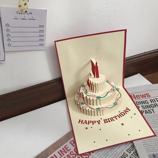 生日快乐卡片祝福语贺卡代手写送男友闺蜜立体创意祝福小卡纸