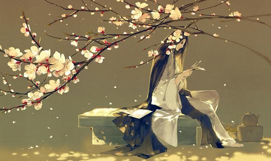 手绘古风持书信男子