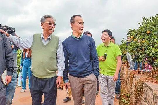 2014年褚时健陪王石一起参观橙园