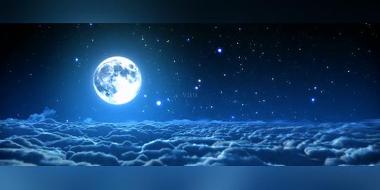 大屏素材全息素材浪漫月夜_2048x768_高清视频素材(:)