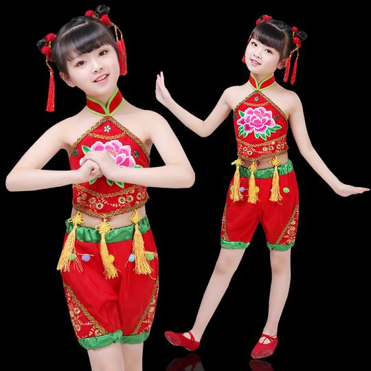 六一新款儿童开场舞喜庆肚兜秧歌服