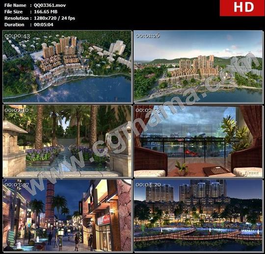 宣传片巴厘岛热带风情生态花园住宅楼盘建筑3d效果图高清实拍视频素材