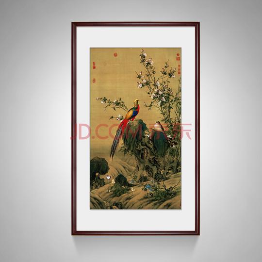故宫花鸟画国画客厅装饰画办公室名家字画有框画郎世宁锦春图