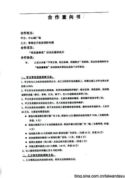 合作意向书