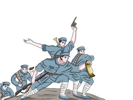 抗日战争胜利日蓝色简约手绘卡通军人人物png素材