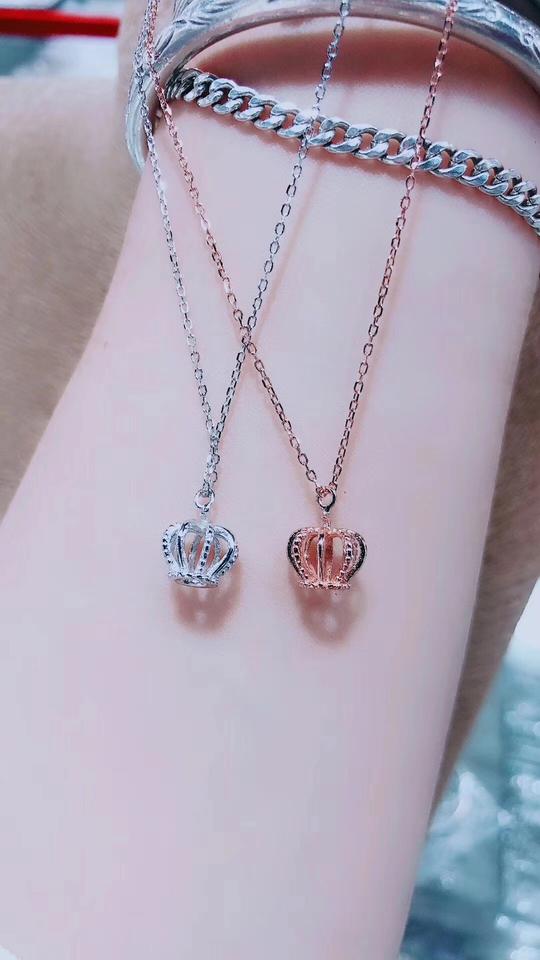 925银小皇冠项链金皇冠套链精巧唯美锁骨链短项链女