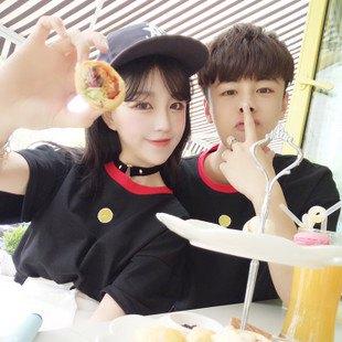 快手红人抱走萝莉杨清柠王乐乐同款情侣装t恤闺蜜可爱刺绣短袖