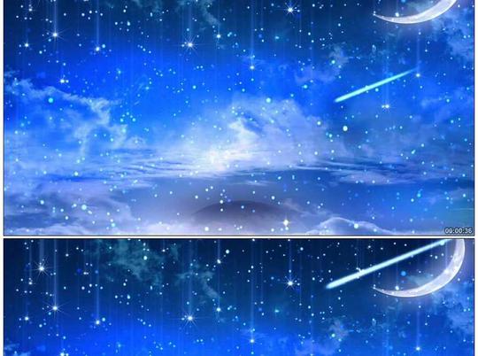 唯美星空月亮流星雨背景视频素材