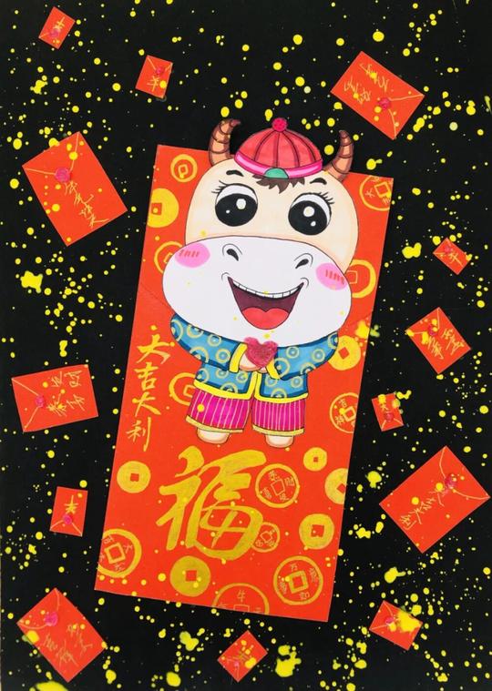 牛年画牛元旦春节年画儿童画素材收集侵权删