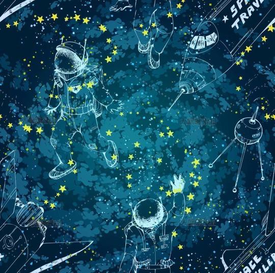 宇宙宇航员宇宙飞船航空天空元素热气球英文字母星河矢量ainew69