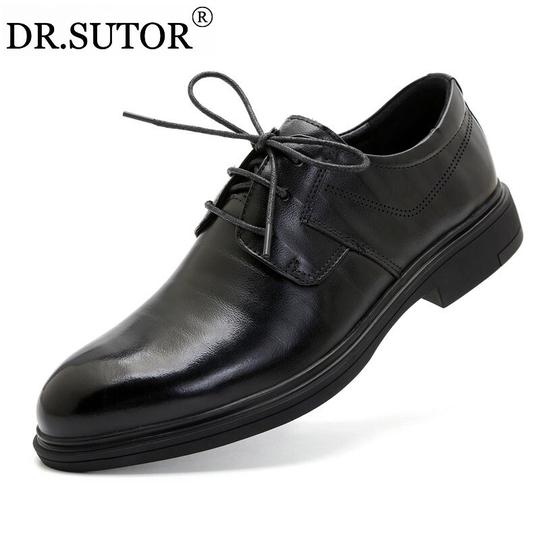 dr.sutor轻奢品牌正装皮鞋男真皮高档皮鞋青年休闲皮鞋男英伦风系带工作鞋正装男黑色38
