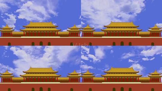 创意北京中国古建筑的天空合成特效