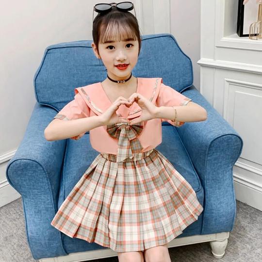 jk制服少女套装夏装2021新款洋气网红女孩学院风套裙两潮粉色1313110