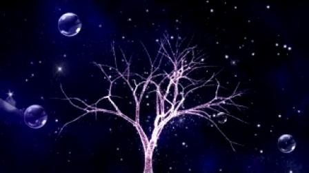 l093星空梦幻粒子树气泡紫色背景大屏