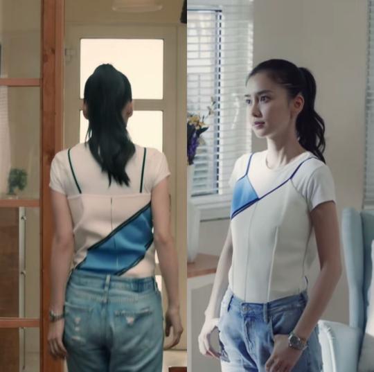创业时代angelababy杨颖那蓝同款拼色v领吊带女修身打底背心外穿